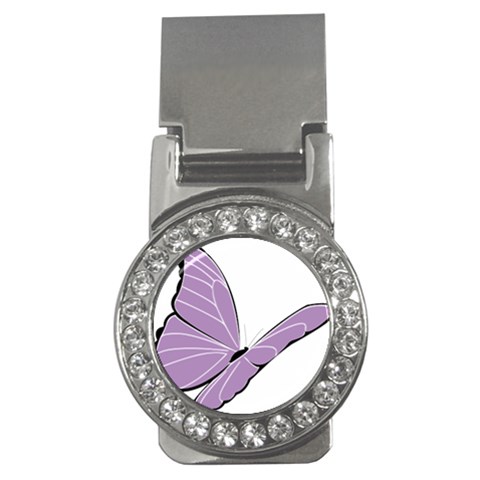 Purple Awareness Butterfly 2 Money Clip (CZ) from ArtsNow.com Front