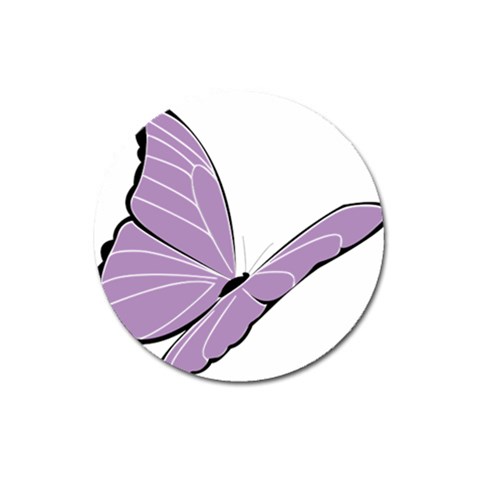 Purple Awareness Butterfly 2 Magnet 3  (Round) from ArtsNow.com Front