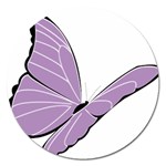 Purple Awareness Butterfly 2 Magnet 5  (Round)