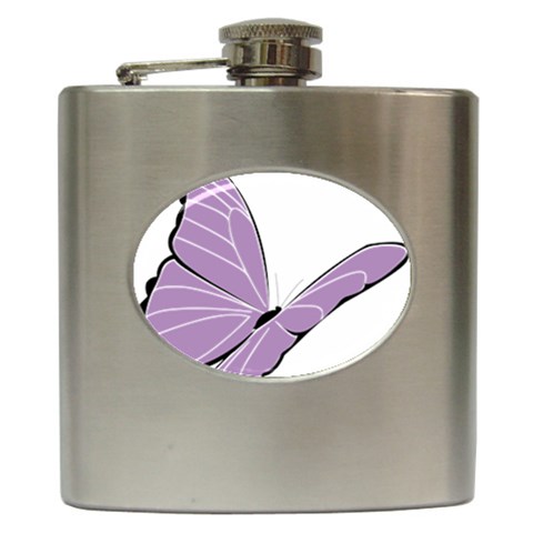 Purple Awareness Butterfly 2 Hip Flask from ArtsNow.com Front