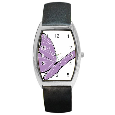 Purple Awareness Butterfly 2 Tonneau Leather Watch from ArtsNow.com Front