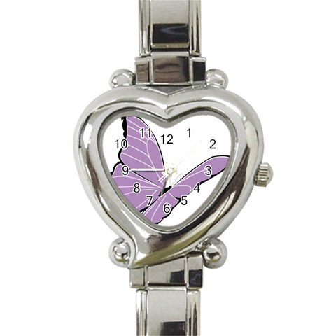 Purple Awareness Butterfly 2 Heart Italian Charm Watch  from ArtsNow.com Front