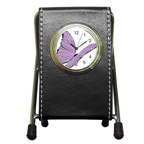 Purple Awareness Butterfly 2 Stationery Holder Clock from ArtsNow.com Front