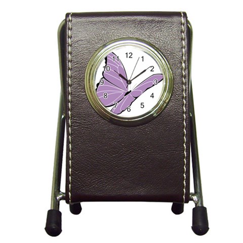 Purple Awareness Butterfly 2 Stationery Holder Clock from ArtsNow.com Front