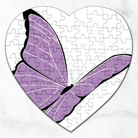 Purple Awareness Butterfly 2 Jigsaw Puzzle (Heart) from ArtsNow.com Front