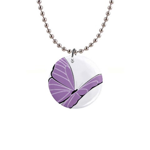 Purple Awareness Butterfly 2 Button Necklace from ArtsNow.com Front