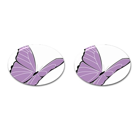 Purple Awareness Butterfly 2 Cufflinks (Oval) from ArtsNow.com Front(Pair)