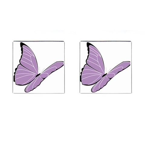 Purple Awareness Butterfly 2 Cufflinks (Square) from ArtsNow.com Front(Pair)