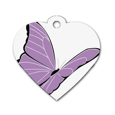 Purple Awareness Butterfly 2 Dog Tag Heart (One Sided)  from ArtsNow.com Front