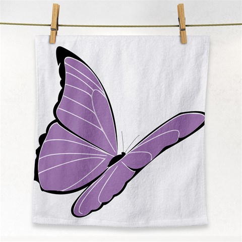 Purple Awareness Butterfly 2 Face Towel from ArtsNow.com Front