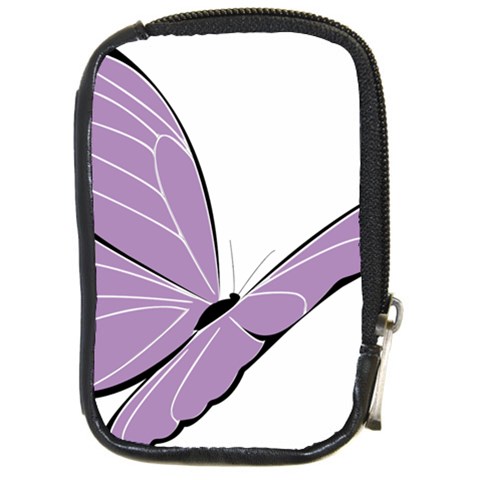 Purple Awareness Butterfly 2 Compact Camera Leather Case from ArtsNow.com Front