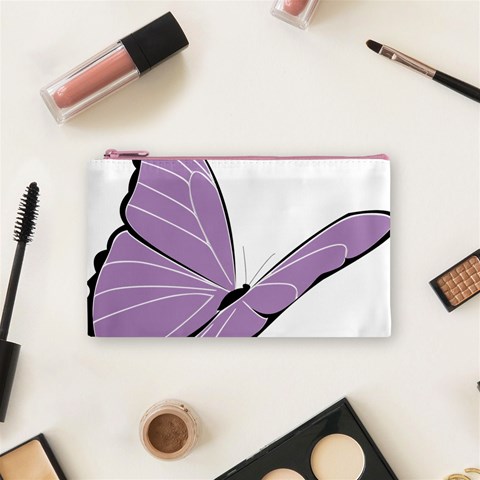 Purple Awareness Butterfly 2 Cosmetic Bag (Small) from ArtsNow.com Front