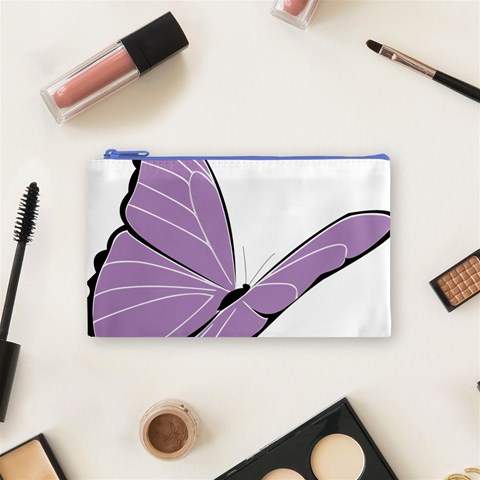 Purple Awareness Butterfly 2 Cosmetic Bag (Small) from ArtsNow.com Front