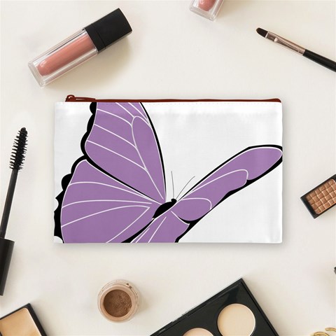 Purple Awareness Butterfly 2 Cosmetic Bag (Medium) from ArtsNow.com Front