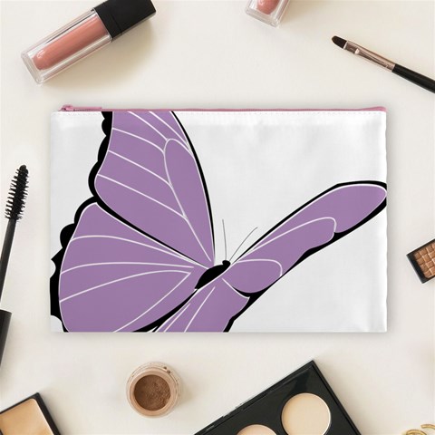 Purple Awareness Butterfly 2 Cosmetic Bag (Large) from ArtsNow.com Front