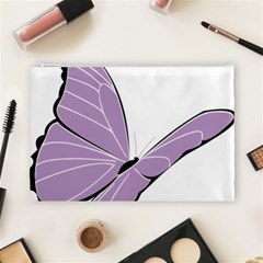 Purple Awareness Butterfly 2 Cosmetic Bag (Large) from ArtsNow.com Front