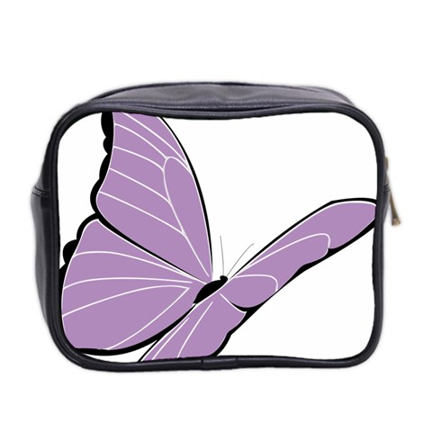 Purple Awareness Butterfly 2 Mini Travel Toiletry Bag (Two Sides) from ArtsNow.com Back