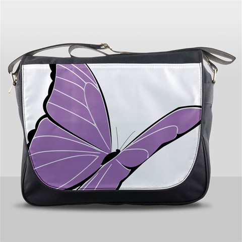 Purple Awareness Butterfly 2 Messenger Bag from ArtsNow.com Front