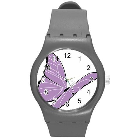 Purple Awareness Butterfly 2 Plastic Sport Watch (Medium) from ArtsNow.com Front