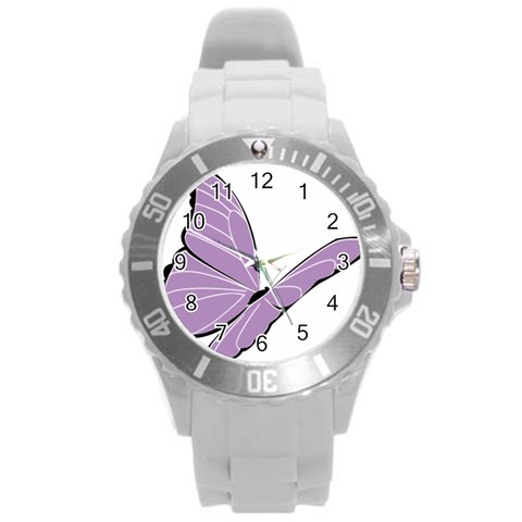 Purple Awareness Butterfly 2 Plastic Sport Watch (Large) from ArtsNow.com Front