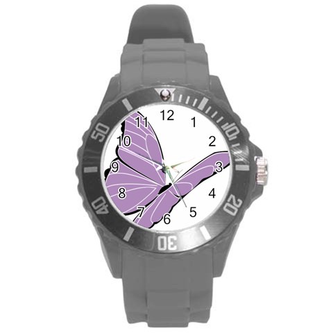 Purple Awareness Butterfly 2 Plastic Sport Watch (Large) from ArtsNow.com Front