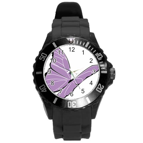 Purple Awareness Butterfly 2 Plastic Sport Watch (Large) from ArtsNow.com Front