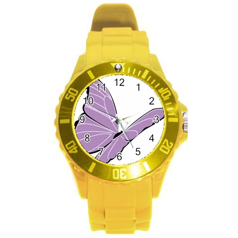 Purple Awareness Butterfly 2 Plastic Sport Watch (Large) from ArtsNow.com Front