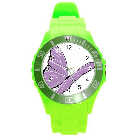 Purple Awareness Butterfly 2 Plastic Sport Watch (Large) from ArtsNow.com Front