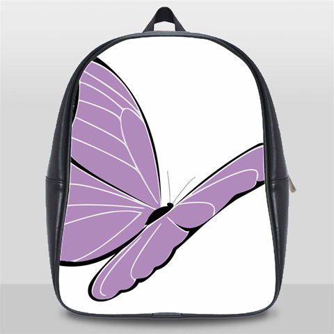 Purple Awareness Butterfly 2 School Bag (XL) from ArtsNow.com Front