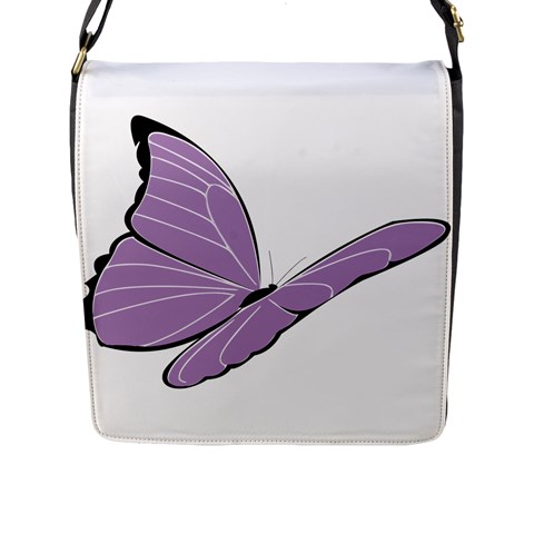 Purple Awareness Butterfly 2 Flap Closure Messenger Bag (Large) from ArtsNow.com Front