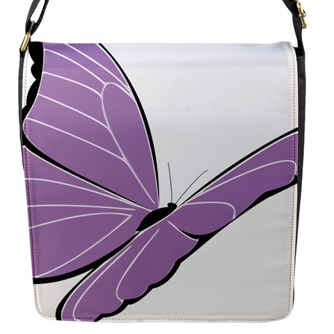 Purple Awareness Butterfly 2 Flap Closure Messenger Bag (Small) from ArtsNow.com Front