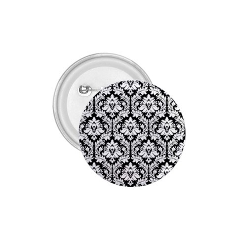 White On Black Damask 1.75  Button from ArtsNow.com Front