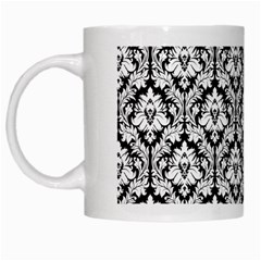 White On Black Damask White Coffee Mug from ArtsNow.com Left