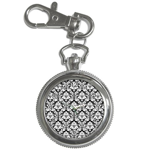 White On Black Damask Key Chain Watch from ArtsNow.com Front