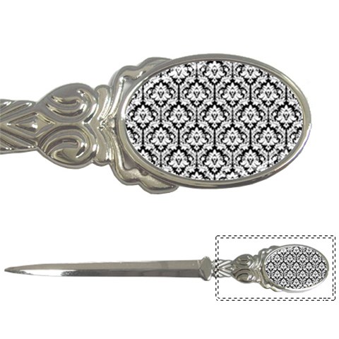 White On Black Damask Letter Opener from ArtsNow.com Front