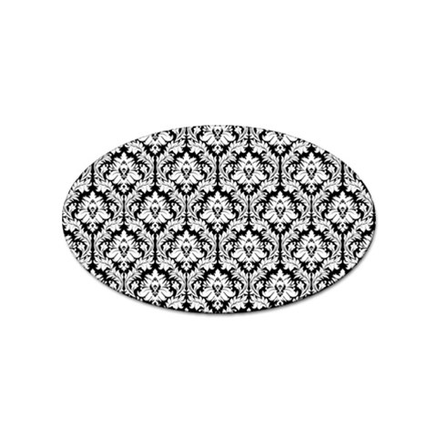 White On Black Damask Sticker (Oval) from ArtsNow.com Front