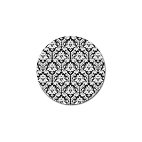 White On Black Damask Golf Ball Marker from ArtsNow.com Front