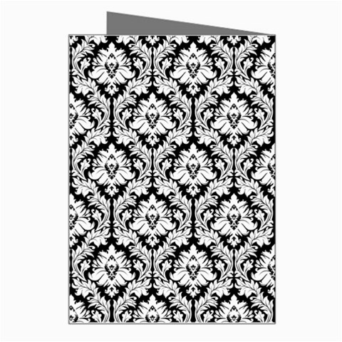 White On Black Damask Greeting Card from ArtsNow.com Right