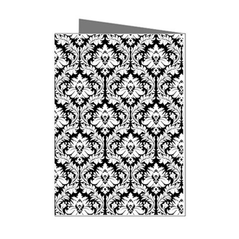 White On Black Damask Mini Greeting Card (8 Pack) from ArtsNow.com Left