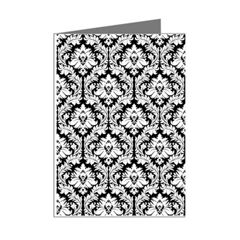 White On Black Damask Mini Greeting Card (8 Pack) from ArtsNow.com Right