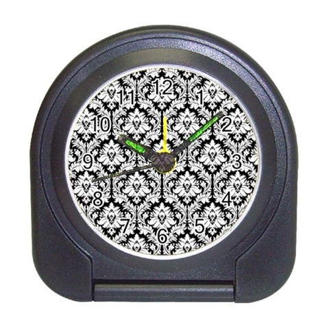 White On Black Damask Desk Alarm Clock from ArtsNow.com Front