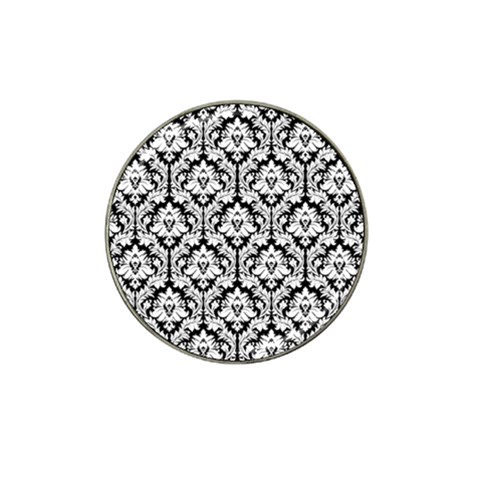 White On Black Damask Golf Ball Marker 4 Pack (for Hat Clip) from ArtsNow.com Front