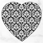 White On Black Damask Jigsaw Puzzle (Heart)