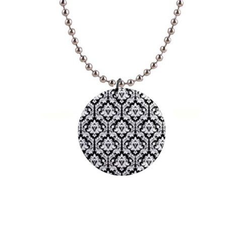 White On Black Damask Button Necklace from ArtsNow.com Front