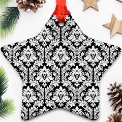 White On Black Damask Star Ornament (Two Sides) from ArtsNow.com Back