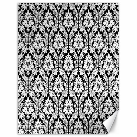 White On Black Damask Canvas 12  x 16  (Unframed) from ArtsNow.com 11.86 x15.41  Canvas - 1