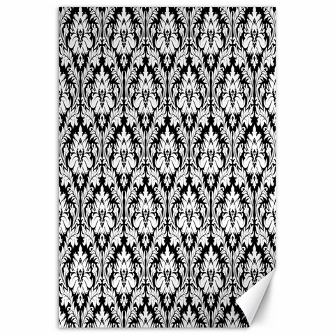 White On Black Damask Canvas 20  x 30  (Unframed) from ArtsNow.com 19.62 x28.9  Canvas - 1