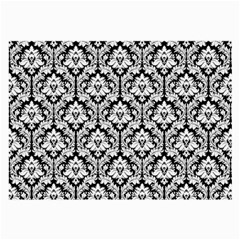 White On Black Damask Glasses Cloth (Large, Two Sided) from ArtsNow.com Front