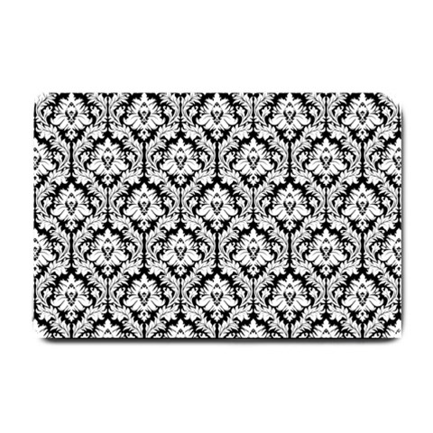 White On Black Damask Small Door Mat from ArtsNow.com 24 x16  Door Mat