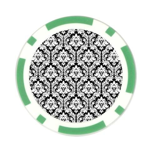 White On Black Damask Poker Chip from ArtsNow.com Front